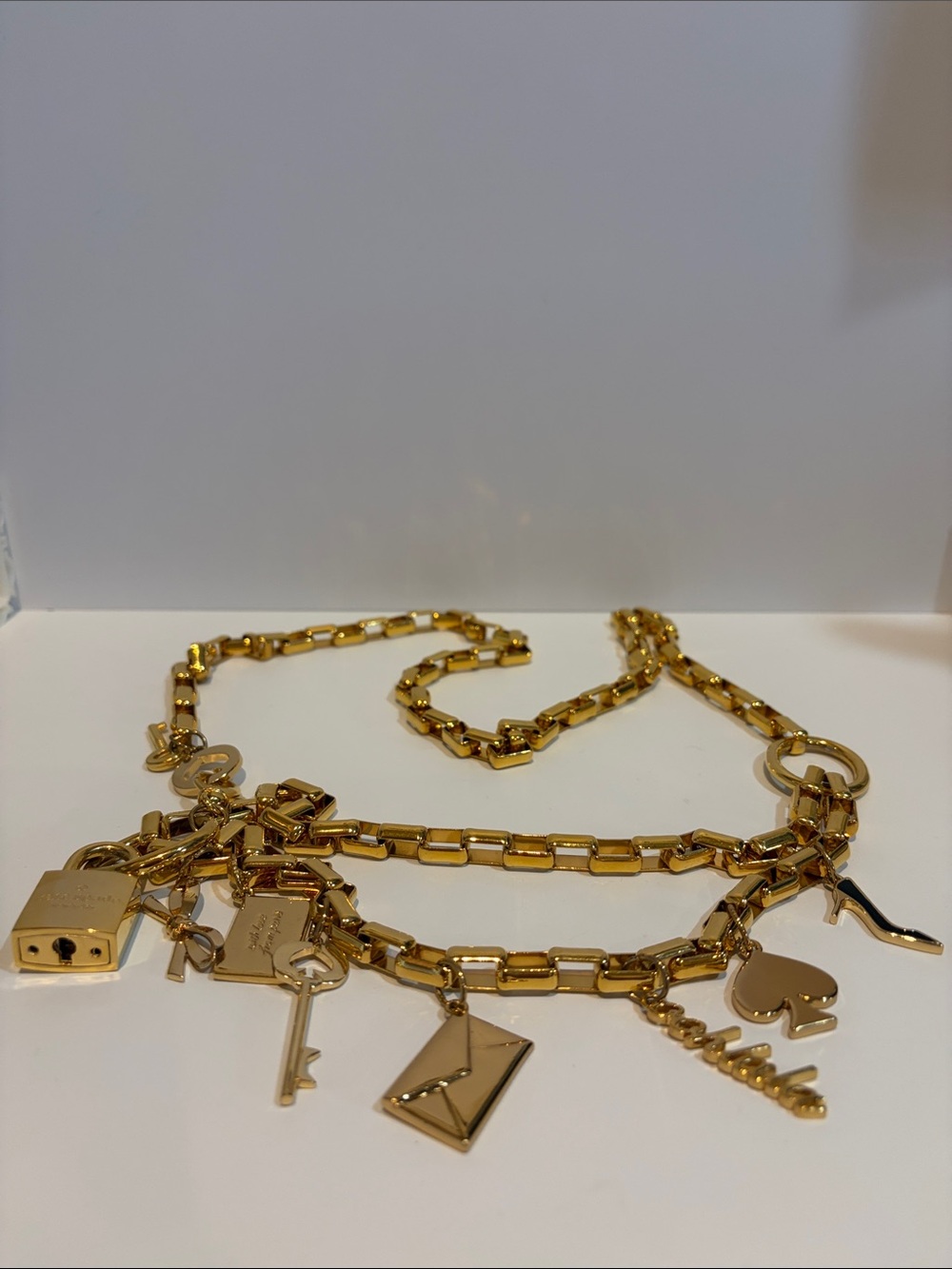 kate spade Gold Charm Chain Belt with Signature Charms -adjustable